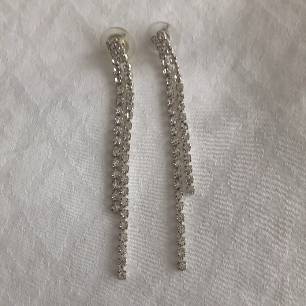 Clear stone drop earrings